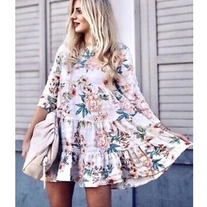 Zara Floral Print Tiered Dress